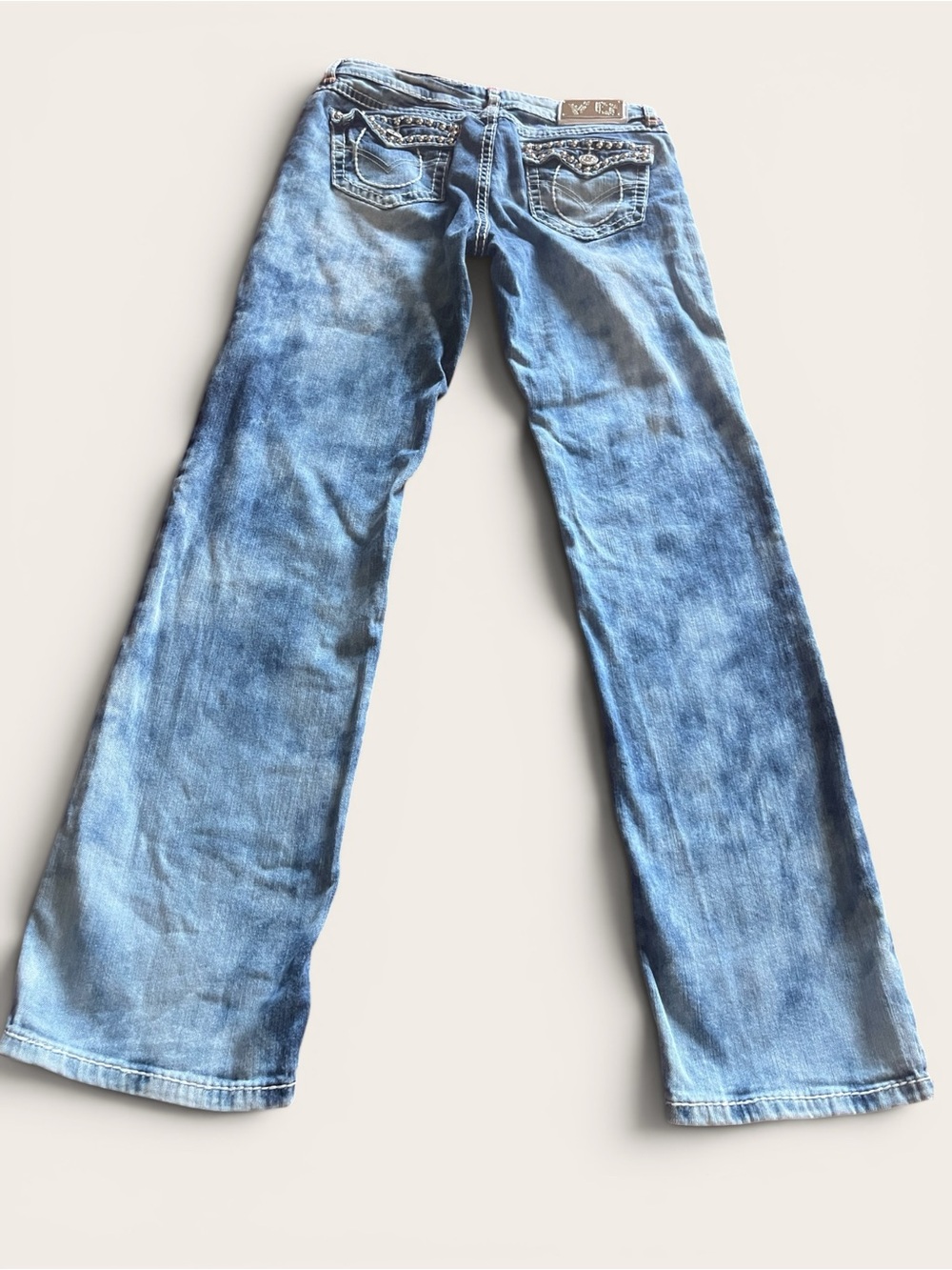 Virgin Jeans Vintage Y2K 2000 Blue Acid Wash Straight Distressed - Picture 15 of 15